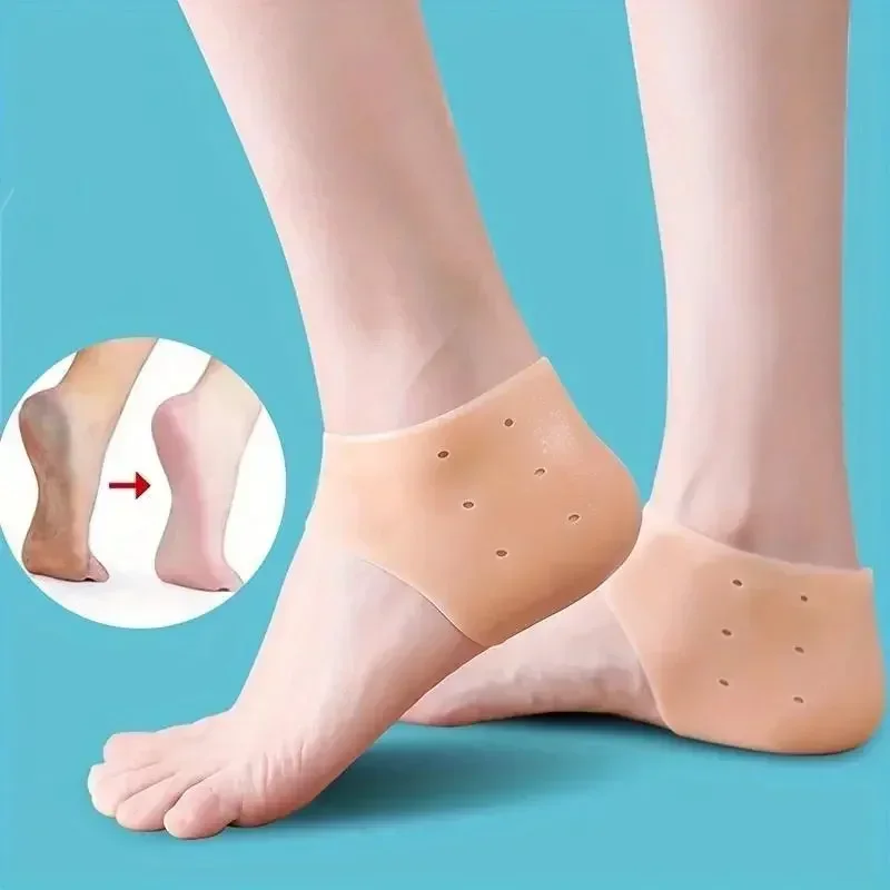 1쌍 실리콘 고무 젤 양말 갈라짐 방지 라이너 힐 양말 탄력 있는 실리콘 보습 발 피부 관리 힐 발 보호