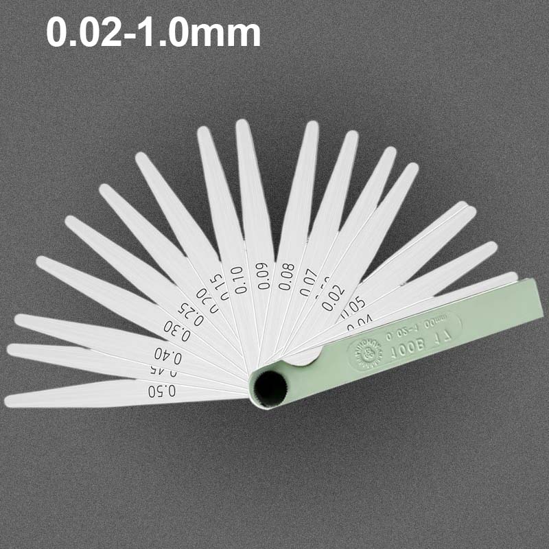 0,02–1,00 mm Fühlerlehre mit 17 Klingen, metrisches Spaltfüller-Messwerkzeug für die Einstellung von Motorventilen