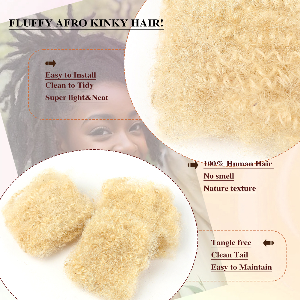 Extensions de cheveux afro crépus en vrac, 613 cheveux humains, tresses sales reggae, cheveux brésiliens au crochet naturels, dreadlocks, 100% #