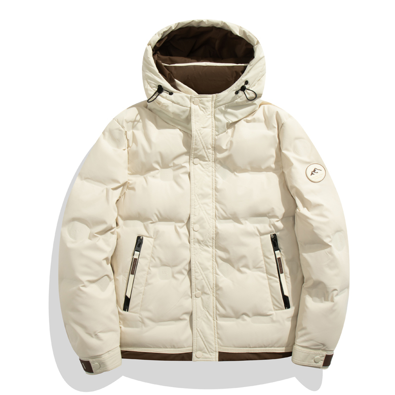 Męska kurtka puchowa z kapturem Hip Hop Color Blocked Puffer Outwear Coats Harajuku Streetwear Loose Warm White Duck Down Jacket Man