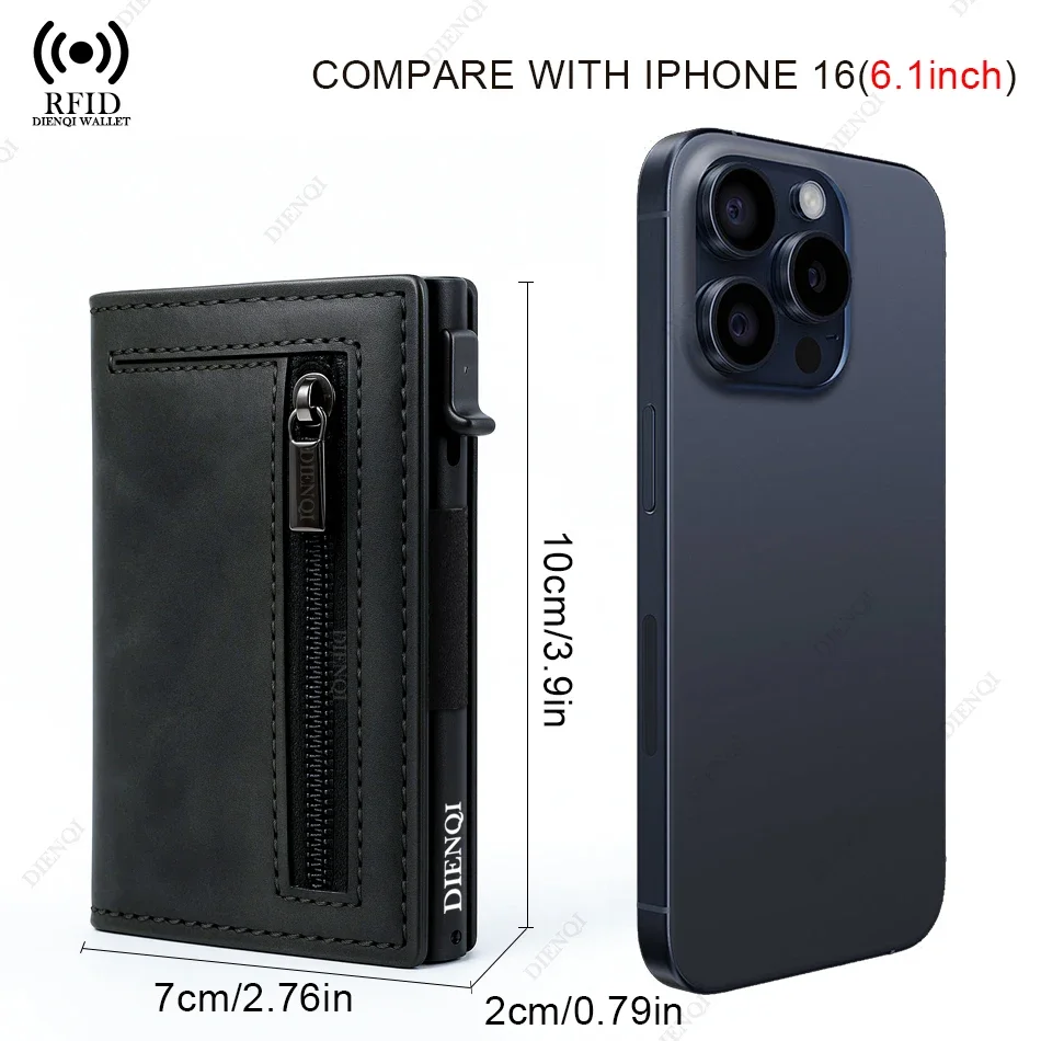 Magnetic Credit Card Holder Luxury Men Wallet Rfid Blocking Pop Up Minimalist Wallet Leather Bank Cardholder Case Vallet for Men