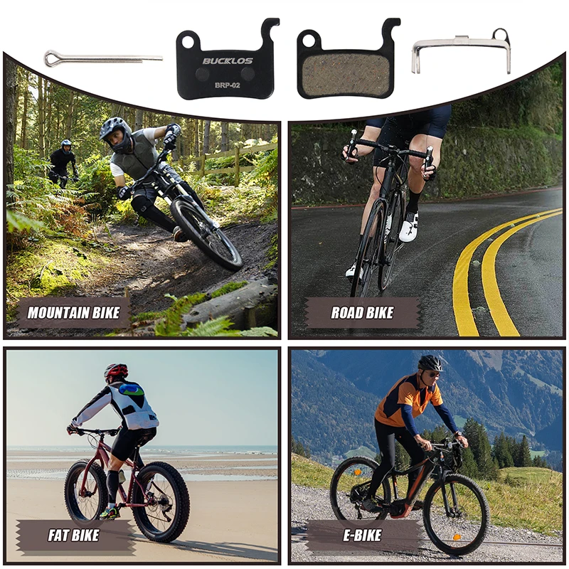 BUCKLOS BRP-02 Disc Brake Pads Resin Semimetallic MTB Hydraulic Brake Pads for SHIMANO A01S M06 M07 Bicycle Brake Pad for M975