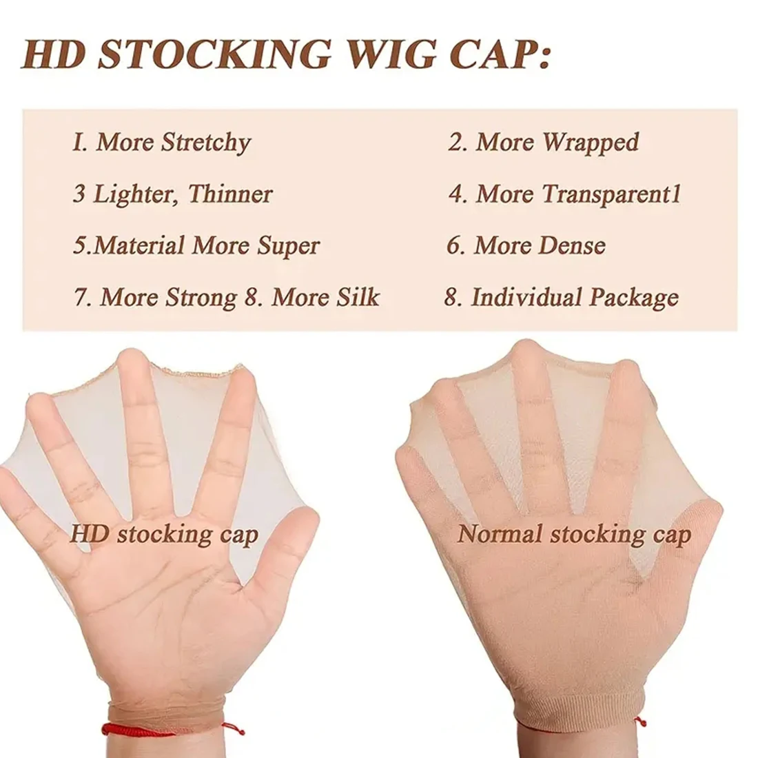 4 Uds. Gorro de peluca HD, gorros de peluca invisibles elásticos y transpirables, gorros de peluca de nailon elásticos, perfectos para uso profesional