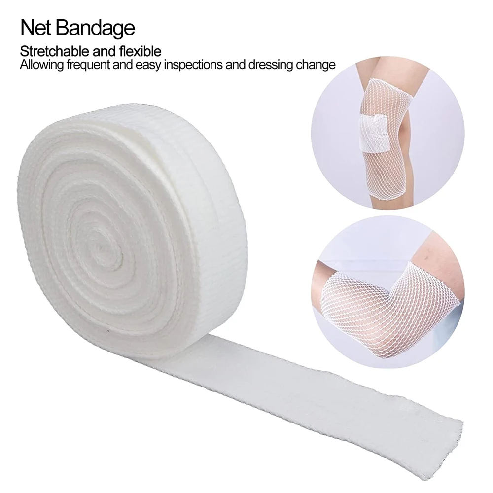 1 rollo de vendaje Tubular de red elástica, vendaje de gasa, retenedor de vendaje transpirable para vendaje de heridas, adultos, muñeca, codo, rodilla, tobillo, niños