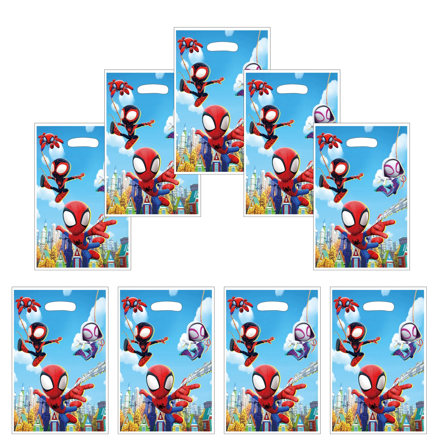 Bolsas de regalo de recuerdo de fiesta de Spidey y sus increíbles amigos, bolsa de dulces de Spiderman, bolsas de regalo con asa, decoraciones para fiesta de cumpleaños de superhéroe
