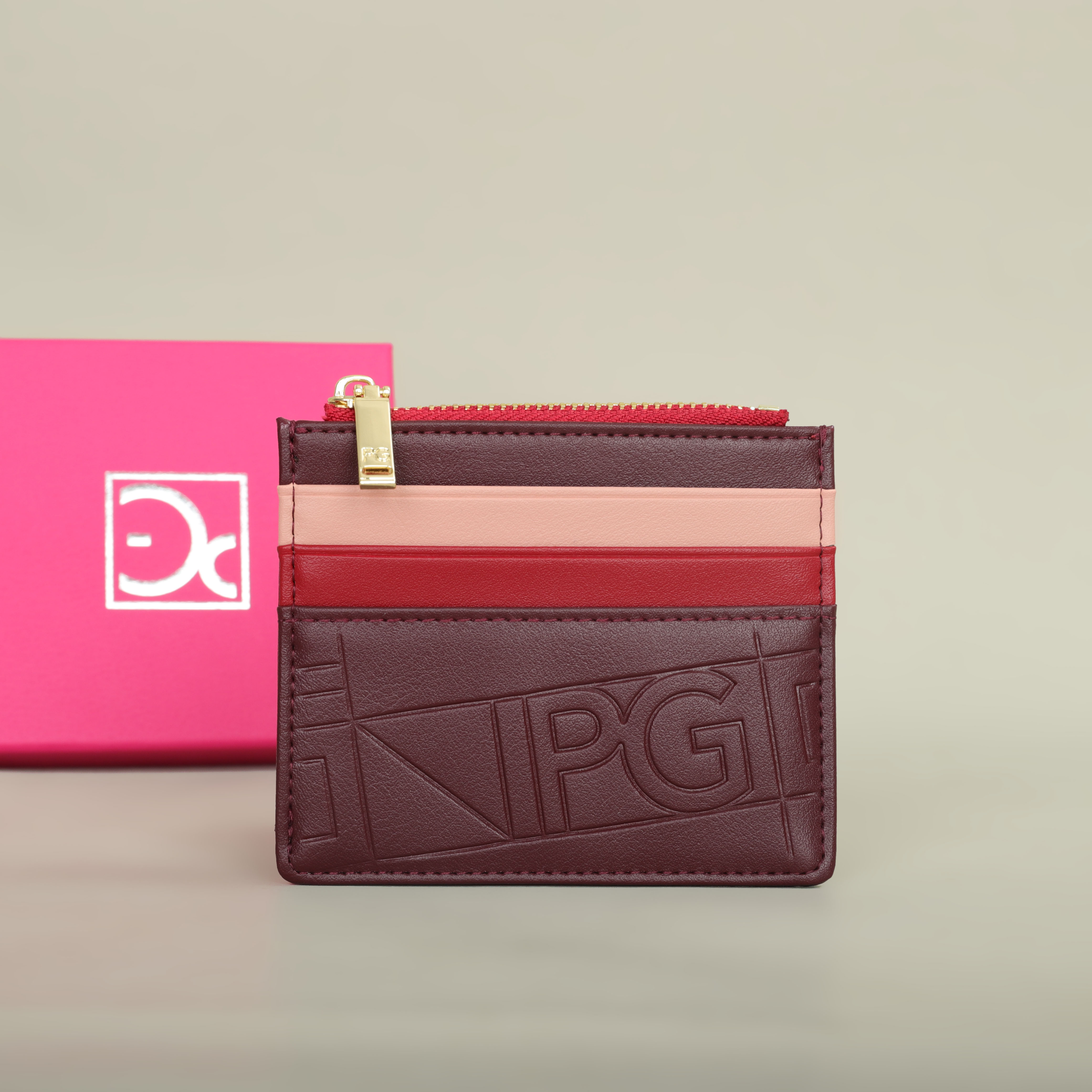 PG Women's Wallet Fashion Retro Temperament Women's Bag Button Folding Monogram Printed Metal Zipper Leather Bag Card Women's