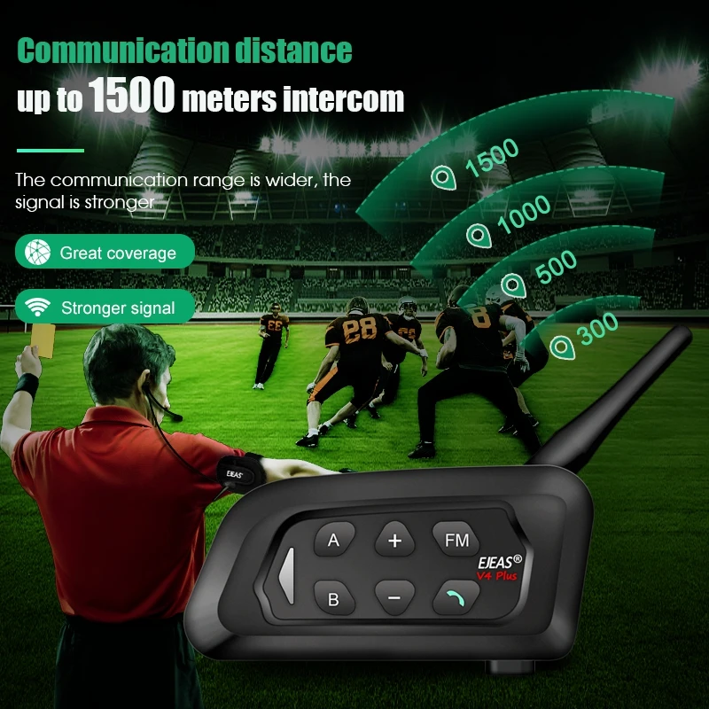 EJEAS V4C PLUS + 2 uds V6C PRO 3 usuarios árbitro intercomunicador auriculares 1200M Full Duplex Bluetooth auriculares interfono para conferencias de fútbol
