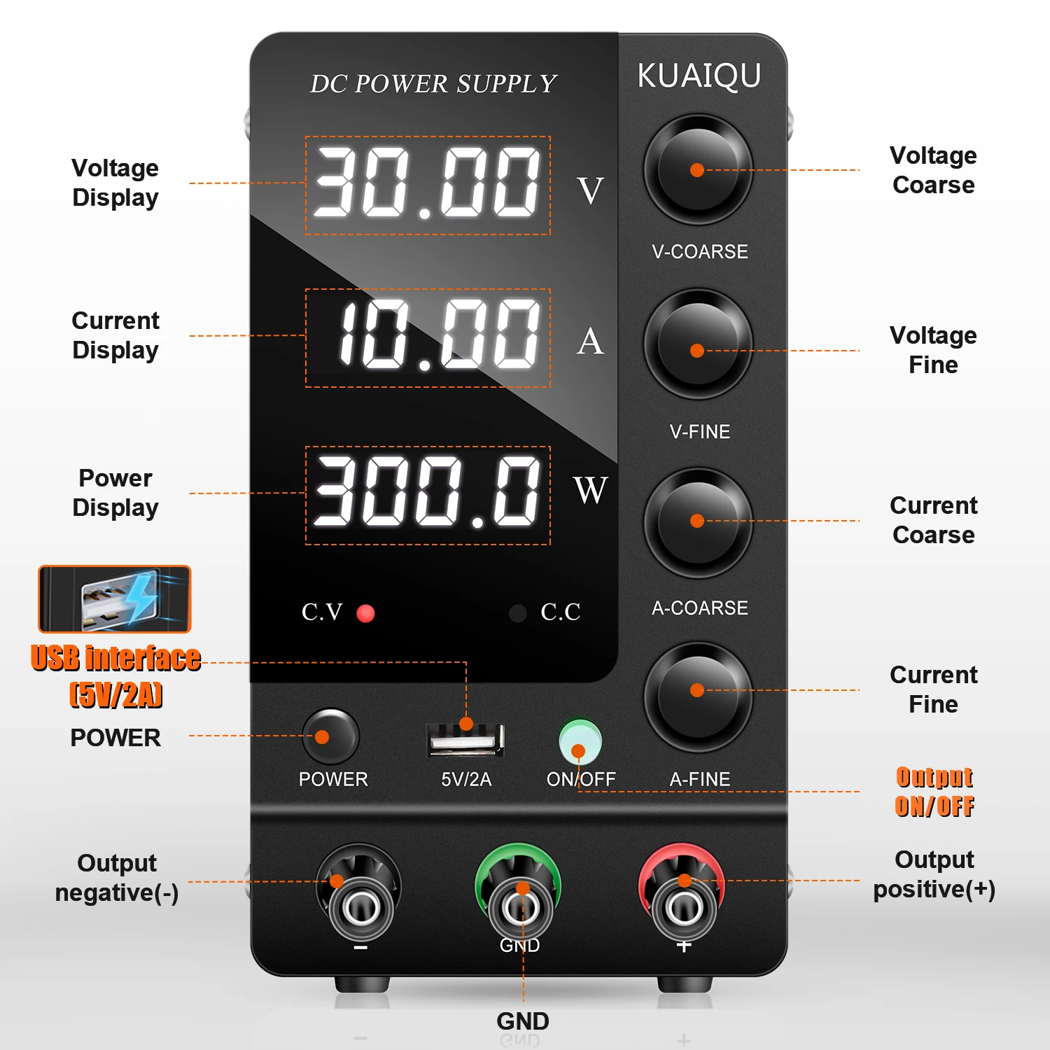 KUAIQU 30V 10A DC fuente de alimentación pantalla de dígitos ajustable Mini fuentes de alimentación de laboratorio regulador de voltaje 60V 5A 32V 6A SPS-C3010