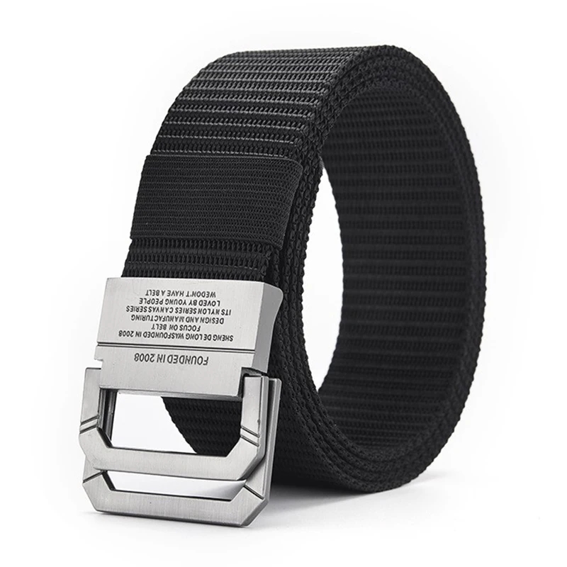 Herenriem Trend Canvas riem met dubbele lusgesp Damesriem met cargobroek Jeansriem Buitensportriem Geen geperforeerde riemen