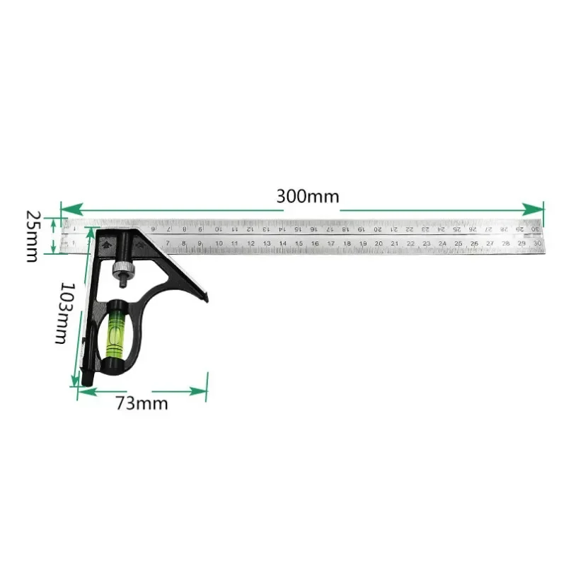 Strumento di misurazione del righello da carpentiere quadrato combinato in acciaio inossidabile Strumento quadrato quadrato per incorniciatura di piccioni, scale, coperture