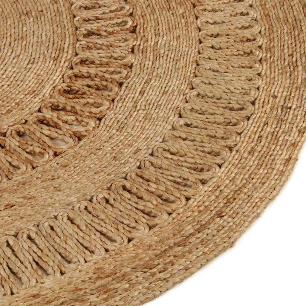120 cm Round Hand-Braided Jute Area Rug - Eco-Friendly Home Decor