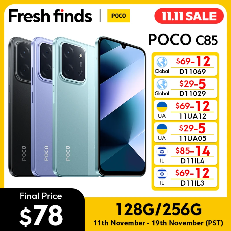 【Мировая премьера】POCO C85, глобальная версия, смартфон, 128/256 ГБ, Helio G81-Ultra, аккумулятор 6000 мАч, дисплей 6,9 дюйма, камера 50 МП, 33 Вт, NFC