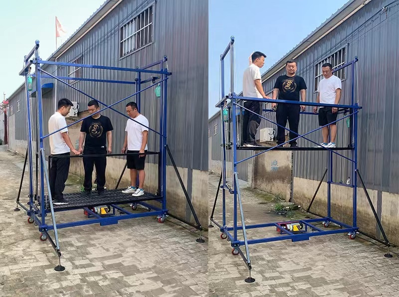 Mobile Foldable Portable Construction Platform Bracket Electric Scaffolding Safety Steel Lift Table for Household Indoor Outdoor