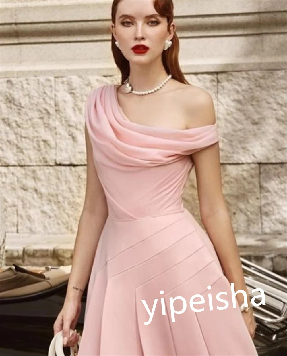 Personalizado jiayigong clássico estilo moderno formal noite de um ombro a linha plissados vestidos de ocasião sob medida