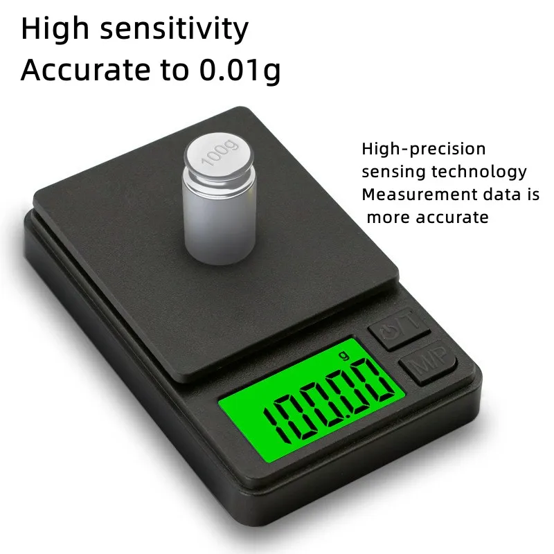 Mini high-precision LCD digital pocket scale 1kg/0.1g 500g/0.01g jewelry scale food scale kitchen mini gram scale with backlight