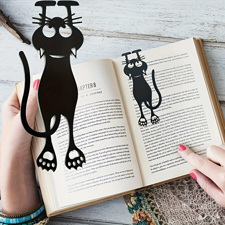 1-5 pezzi Segnalibri scavati in acrilico, segnalibri pendenti creativi con gattino nero scavato, regali perfetti per gli amanti della lettura