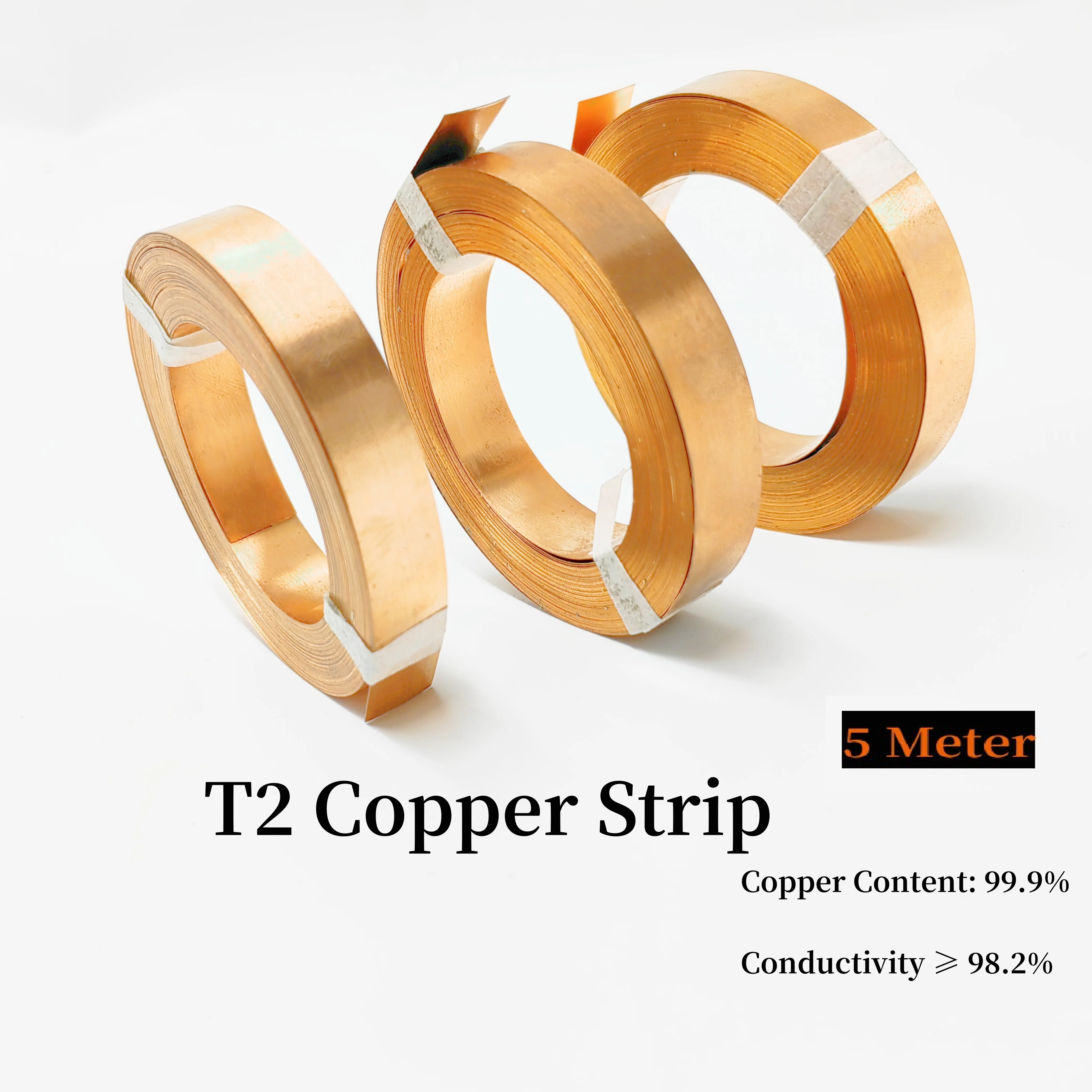 Correa de tira de cobre T2 de alta pureza, cobre puro 99.99%, 5 metros, para conexión de batería de litio 18650 21700, soldadura de tira de cobre