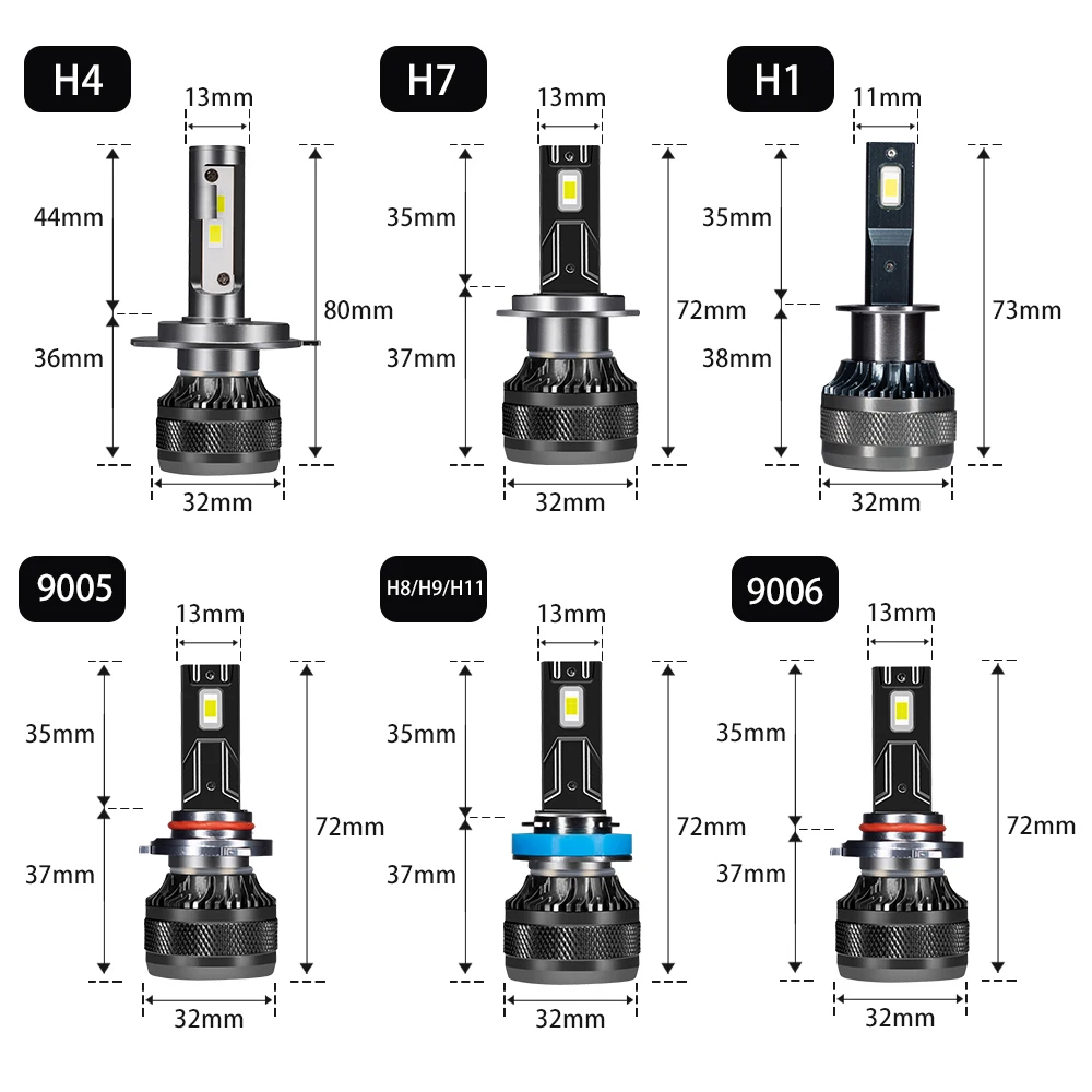 YHKOMS Car LED Headlight  H7 LED H4 H1 H8 H11 HB3 HB4 9005 9006 9012 6000K 200W 50000LM Auto LED Lamp Turbo Fog Light 12V