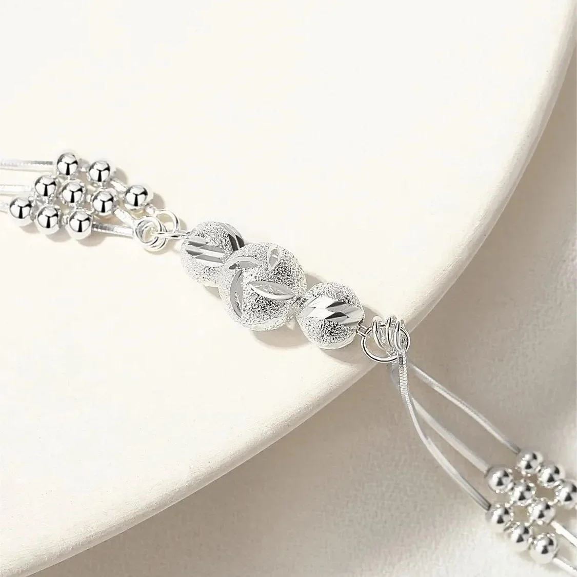 Pulseras finas de Plata de Ley 925 con cuentas de la suerte para mujer, pulsera ajustable multicapa de diseñador de lujo, joyería para fiesta y boda