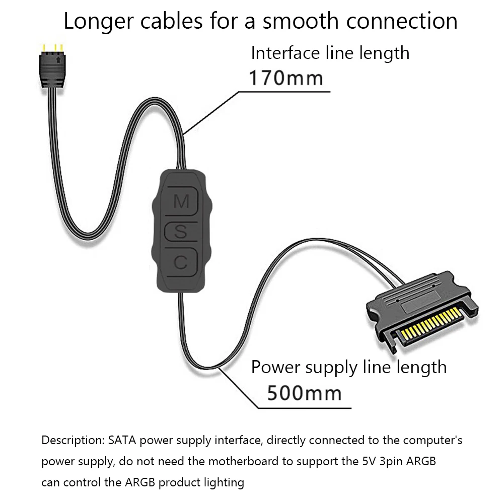 5V 3PIN ARGB Controller ARGB 5V 3PIN Zu SATA Interface Verlängerung Kabel RGB Sync Controller Kabel für PC Gehäuse Fan