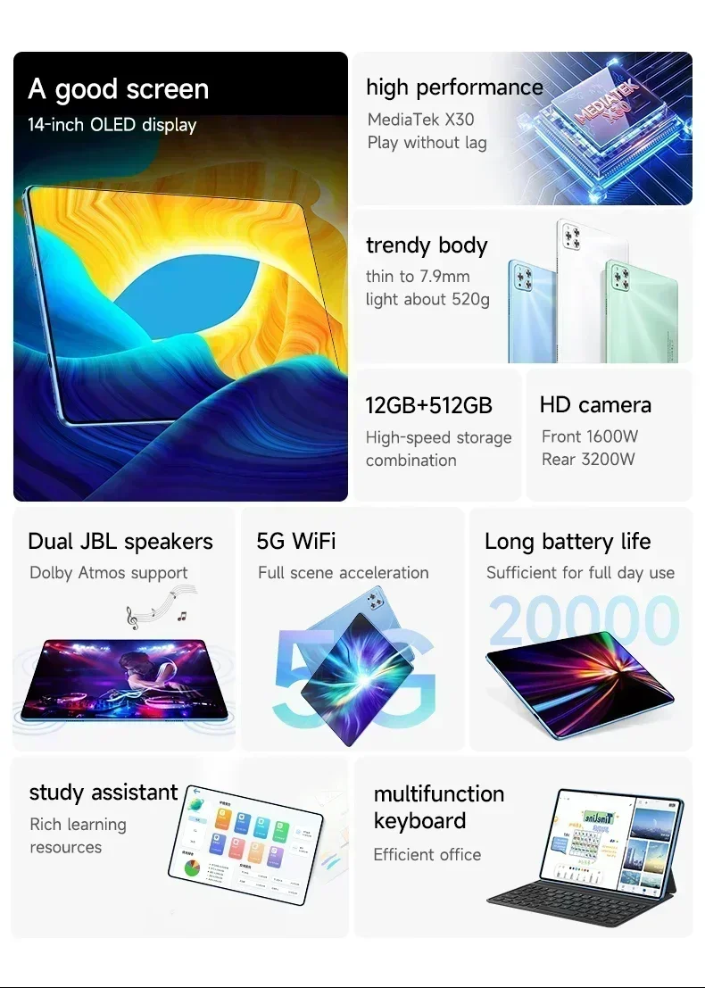 Tableta Android Air Pro versión Global, Tablet de 14 pulgadas, HD, Snapdragon 870, 5G, Tarjeta SIM Dual o Wifi, Google Play