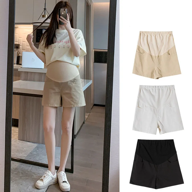 Frühling und Sommer Mode schwangere Frauen Shorts einfarbige lässige Bauch hose hohe Taille Mutterschaft Shorts neu