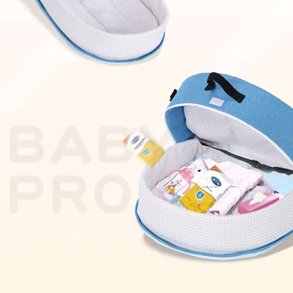 Portable Baby Bed Convenient Folding Anti-Stress Crib Middle Bed Soft Carry Cot with Mosquito Net Breathable Newborn Travel Beds