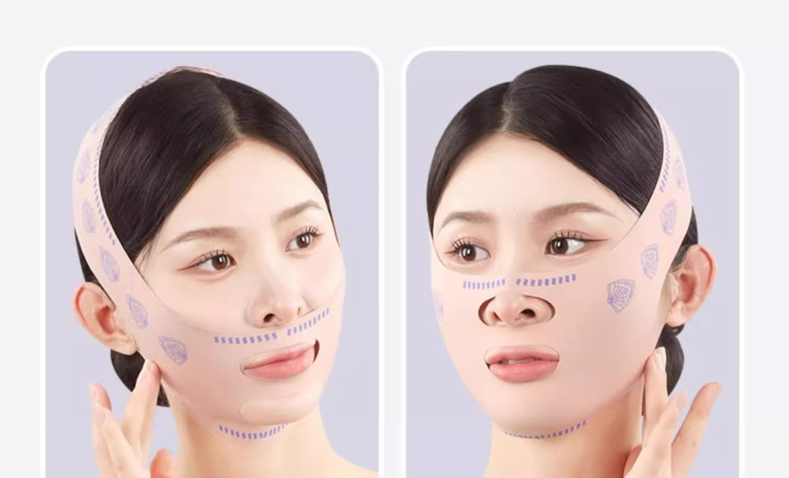 Máscara facial de plástico Máscara de levantamento de bandagem facial em V