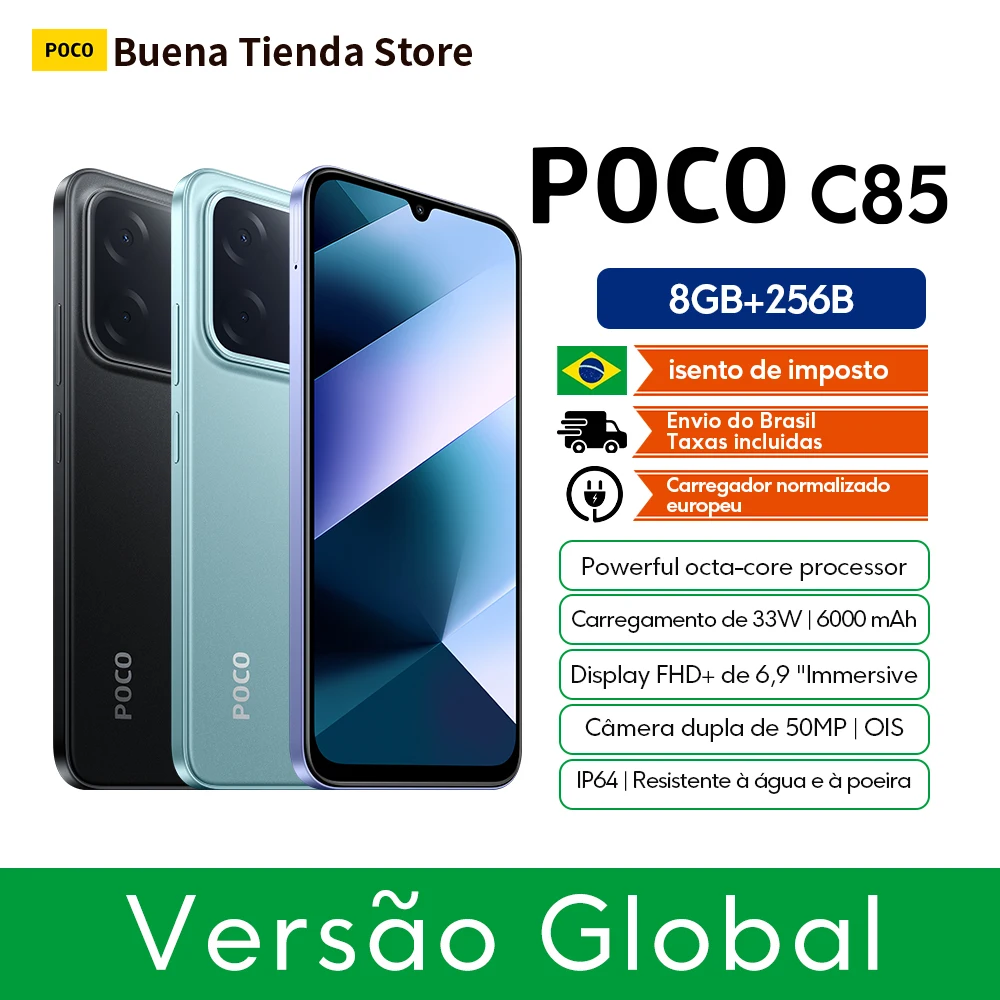 【Estreia mundial】POCO C85 Versão Global Smartphone 128/256GB Helio G81-Ultra 6000mAh bateria 6,9 "display 50MP Câmera 33W NFC