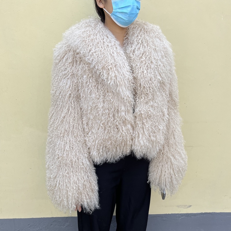 Kejinyuan Turn-down kraag Echte Mongolië Schapenbont Korte Jas Herfst Mode Warme Jas Vrouwen Krullend Lamsbont Jas Vrouwelijke