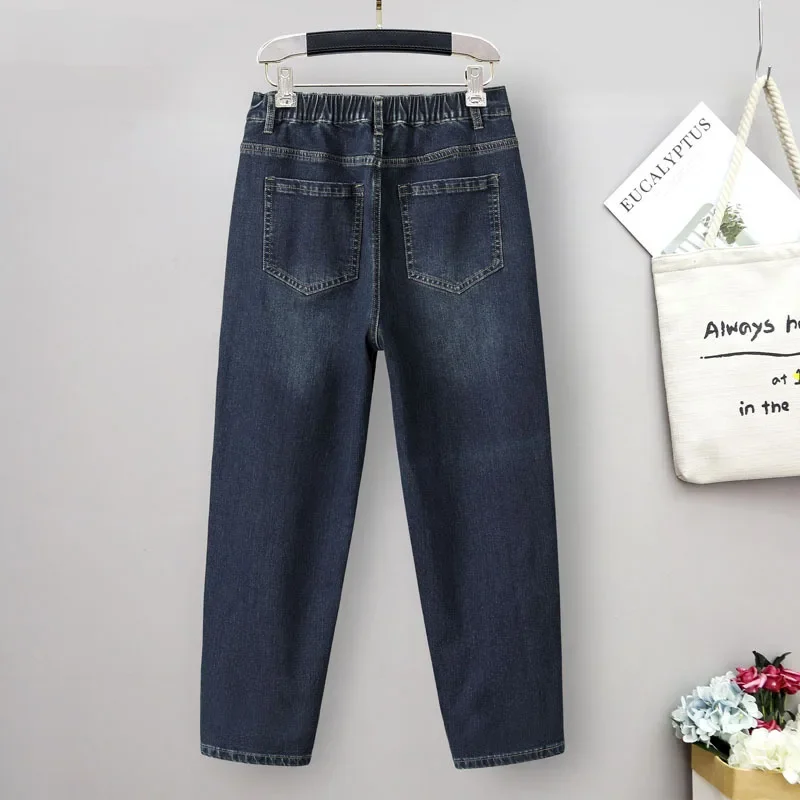 XL-6XL de talla grande para mujer, pantalones vaqueros holgados de cintura alta, pantalones bombachos de mezclilla sueltos para mujer, pantalones vaqueros para mamá, ropa de primavera para mujer
