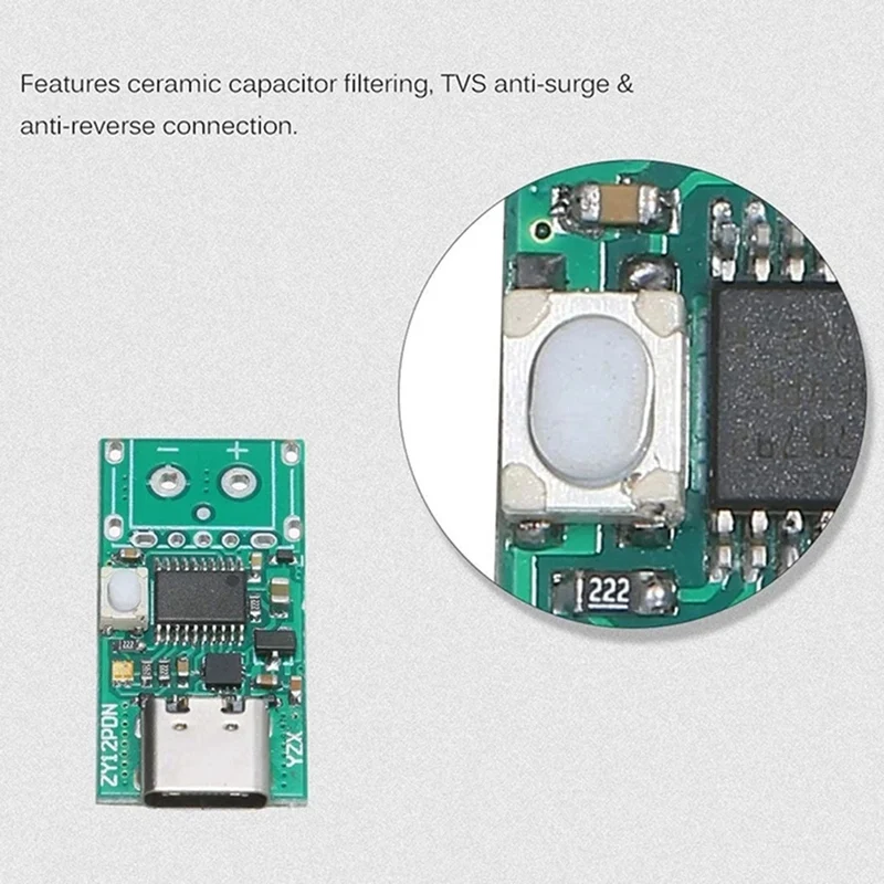 2 ชิ้น ZY12PDN USB-C PD2.0/3.0 ถึง DC Converter โมดูลแหล่งจ่ายไฟ Decoy Fast Charge Trigger Poll Polling เครื่องทดสอบ