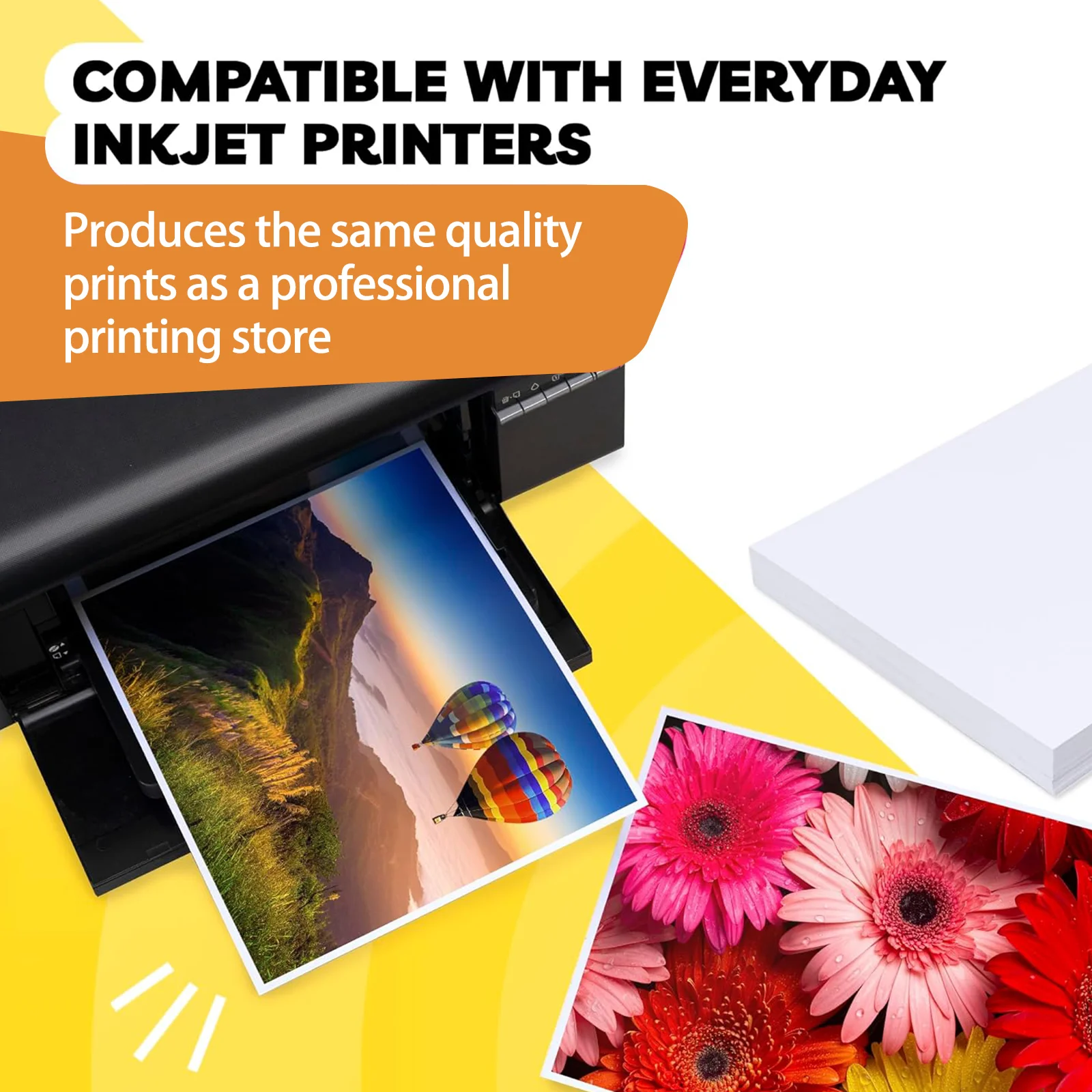 HUSPER 4R Glossy Adhesive Photo Paper 100 Sheets 135gsm 4x6 Inch 36lb Inkjet Sticker Paper for Printing