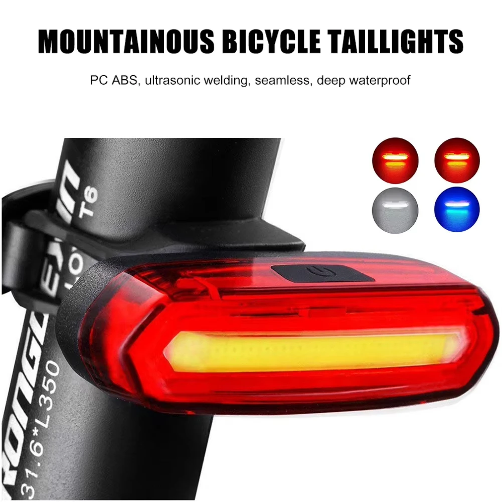 ไฟท้ายจักรยานถนน MTB USB แบบชาร์จไฟได้ LED ไฟท้ายจักรยานติดตั้งง่ายไฟเตือนจักรยานไฟท้ายเพื่อความปลอดภัยในการขับขี่กลางคืน