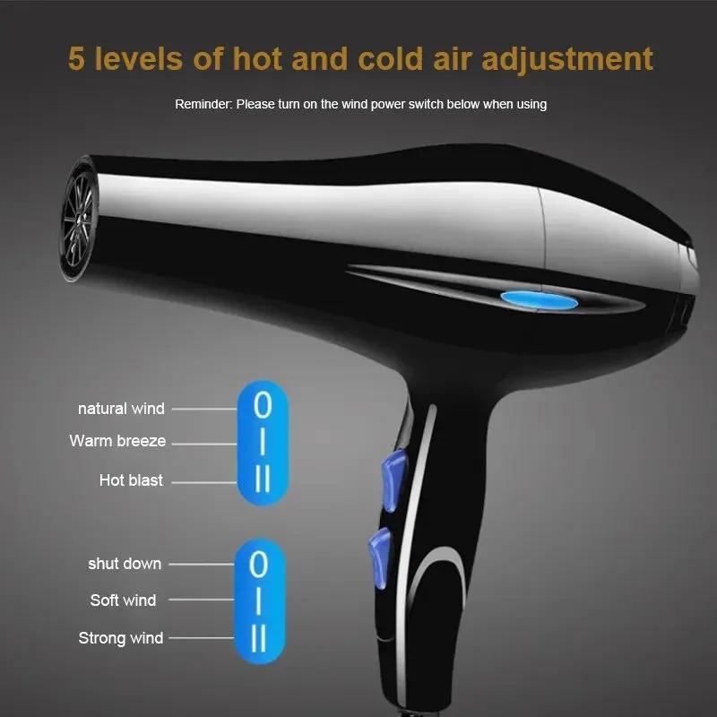 Secador de cabelo de íon negativo, temperatura constante, cuidados com os cabelos sem machucar o cabelo, leve e portátil, essencial para casa e viagens