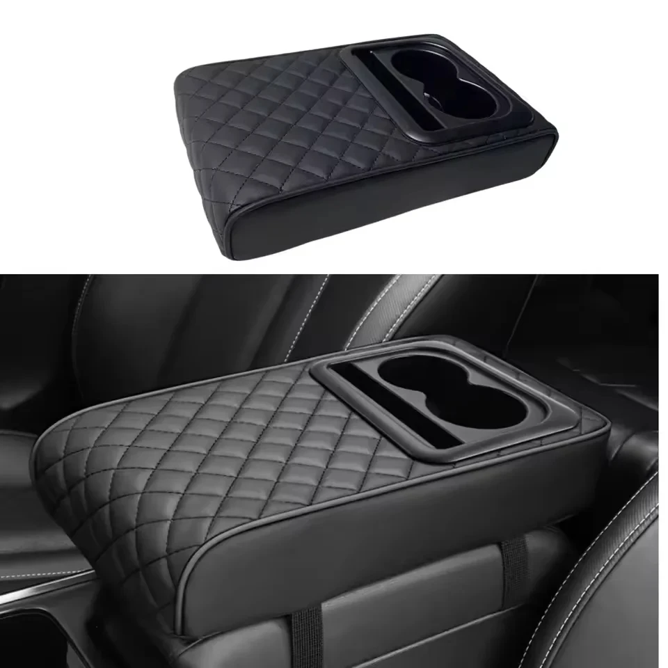 Caixa de apoio de braço para carro, almofada de reforço, apoio de braço central, suporte de copo de água, caixa de armazenamento, suprimentos para carro