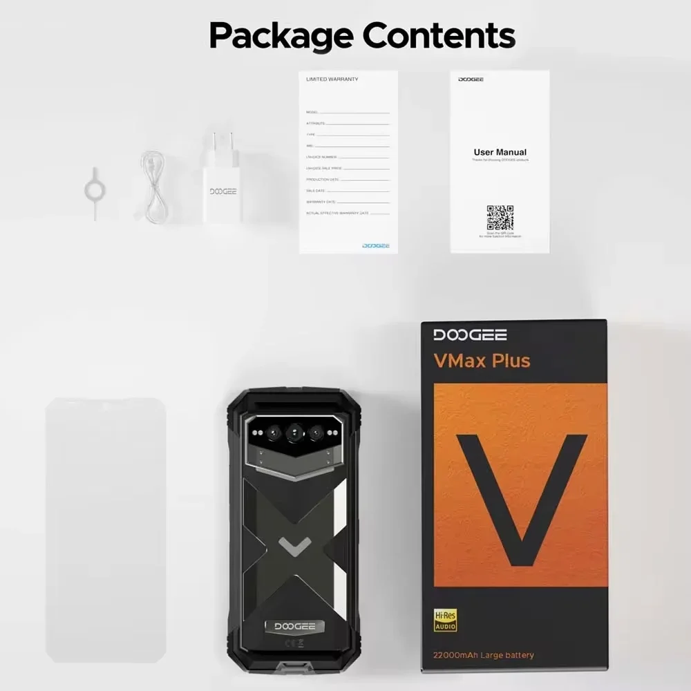 DOOGEE V Max Plus 5G Rugged Phone 6.58" 120Hz Dimensity 7050 16GB+512GB 22000mAh 200MP AI Camera Lighting Effect Smartphone