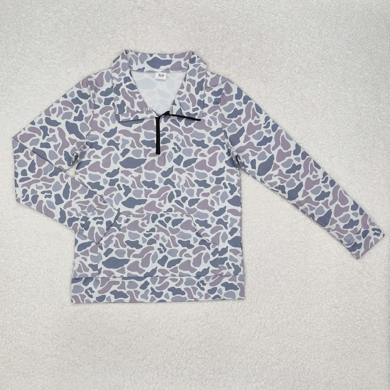 女性用長袖カモTシャツ,ジッパー付き大人用Tシャツ,女の子用ポケットセーター,卸売