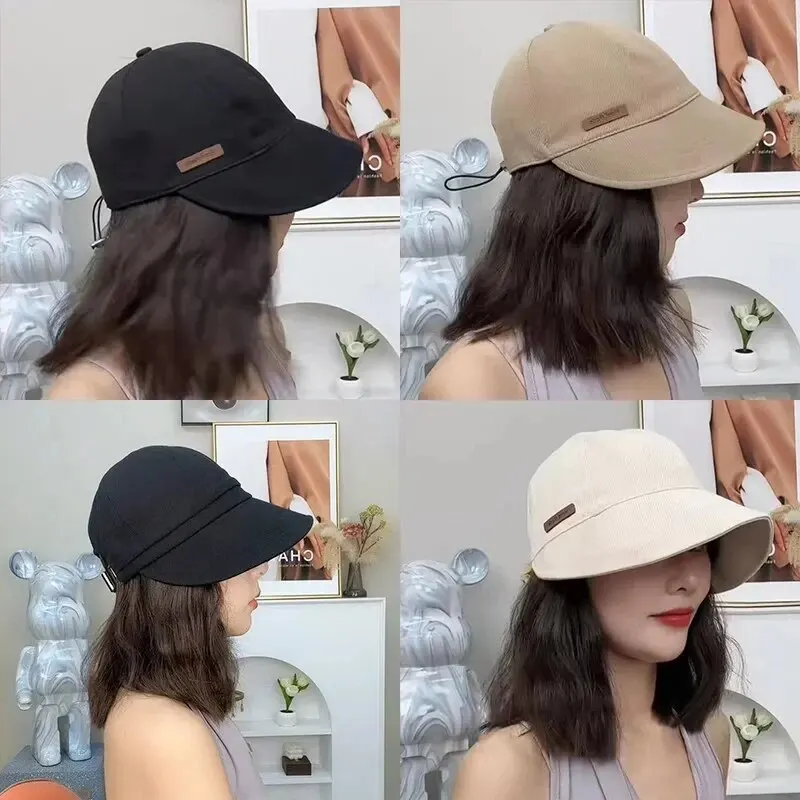 Chapéu de sol dobrável feminino verão ao ar livre praia pescador chapéu protetor solar boné de proteção uv ajustável algodão aba larga balde bonés