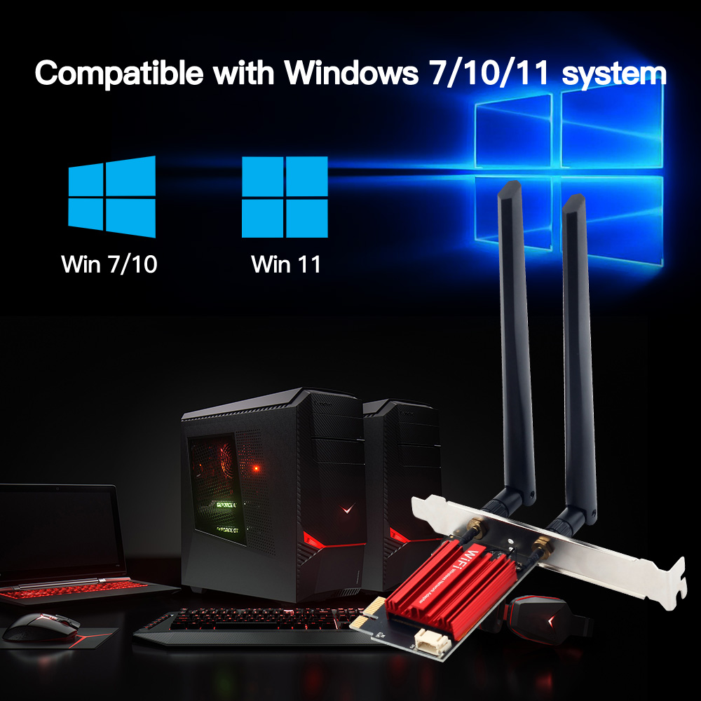AC1200 WiFi 5 PCIE WiFi Adapter bezprzewodowa karta sieciowa Bluetooth 4.0 dwuzakresowy 2.4G/5GHz 802.11AC dla komputerów stacjonarnych Windows 7/8/10/11
