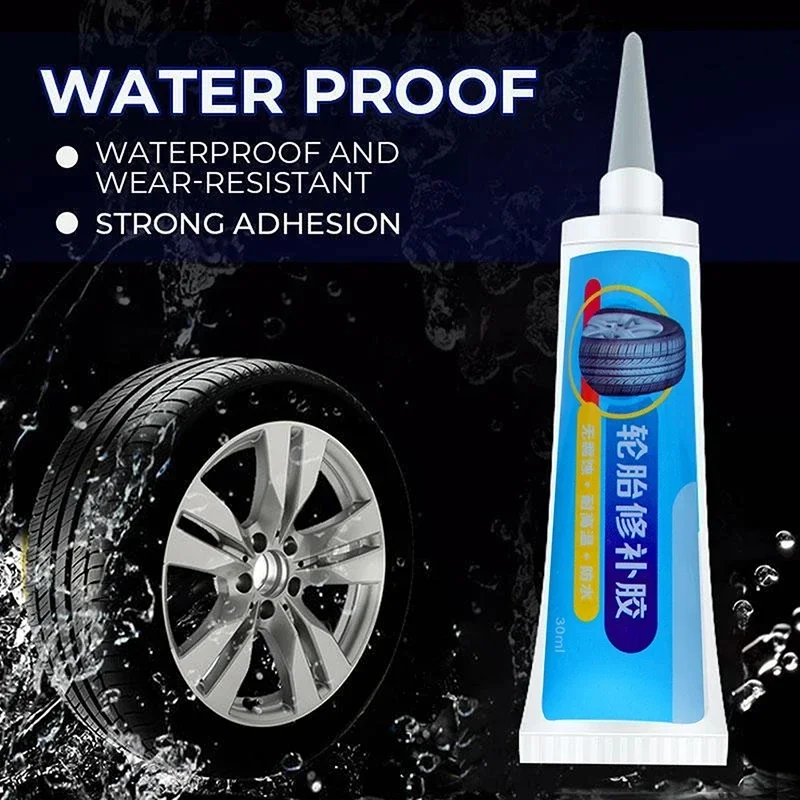 Cola para reparo de pneus de carro, cola preta para pneus de motocicleta e bicicleta, reparação rápida de rodas para cuidados com o carro, acessórios, ferramentas amabilis