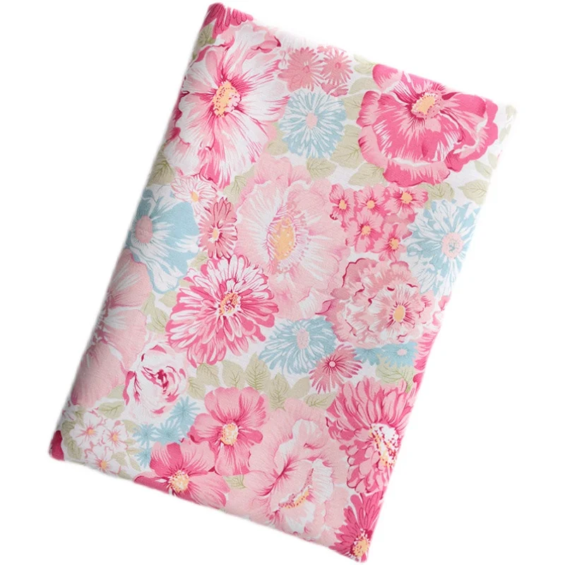Tecido de algodão puro planta impressão pastoral crianças retalhos tecido de algodão cama pano de algodão rosa contínuo