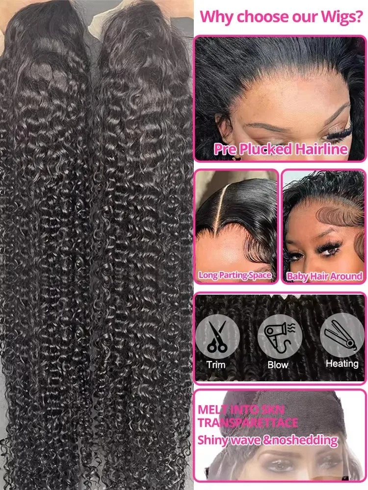 250 300 Densità Ricci 13x6 HD Frontale Del Merletto Parrucche Dei Capelli Umani Brasiliano 30 40 Pollici Acqua Onda Profonda 13x4 Parrucca Anteriore Del Merletto Per Le Donne