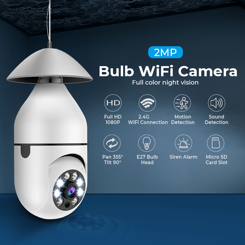 YI Iot E27 Bulb Surveillance 5G Wifi Camera 2MP Night Vision Full Color Automatic Human Track Security Protection Monitor Camera