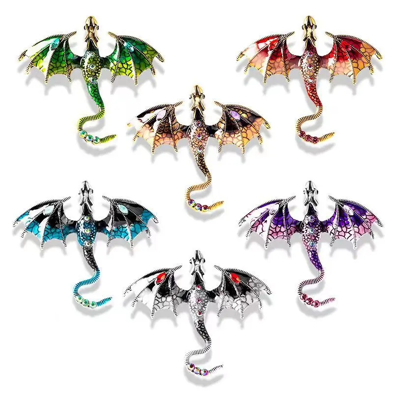 Draak Broches voor Vrouwen Kleurrijke Emaille Dier Broches Pins Unisex Pak Jas Gesp Pin Casual Sieraden Accessor Vliegende Draak