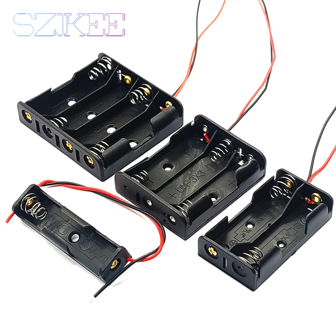 Caja de pilas AA, caja de pilas AA con ranura de 1/2/3/4, soporte para pilas AA 14500, caja de almacenamiento DIY con conexión de la serie de cables