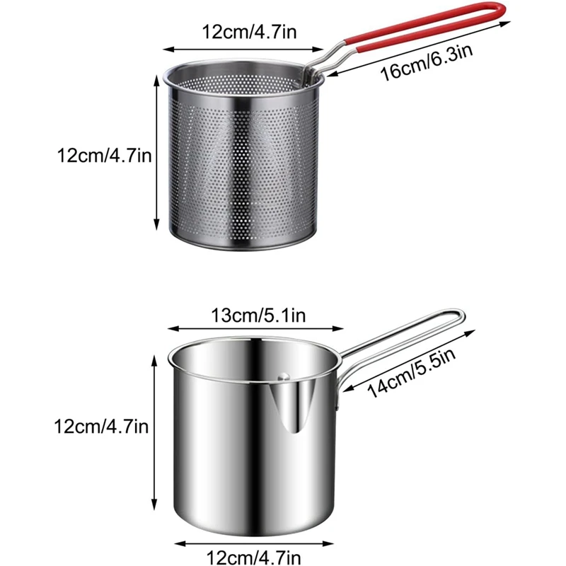 Frying Pot Deep Fryer Pot With Basket Stainless Steel Deep Fryer For Frying Fish Shrimp Chicken And Fries