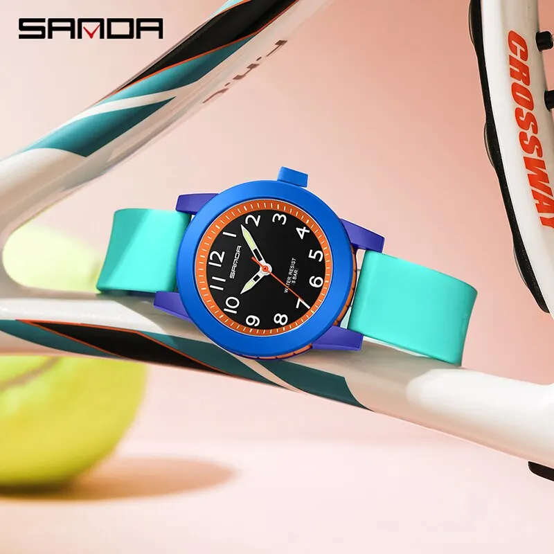 SANDA-Reloj de pulsera analógico de silicona para mujer, cronógrafo de cuarzo, deportivo, de béisbol, resistente al agua, informal, regalo para niño y niña
