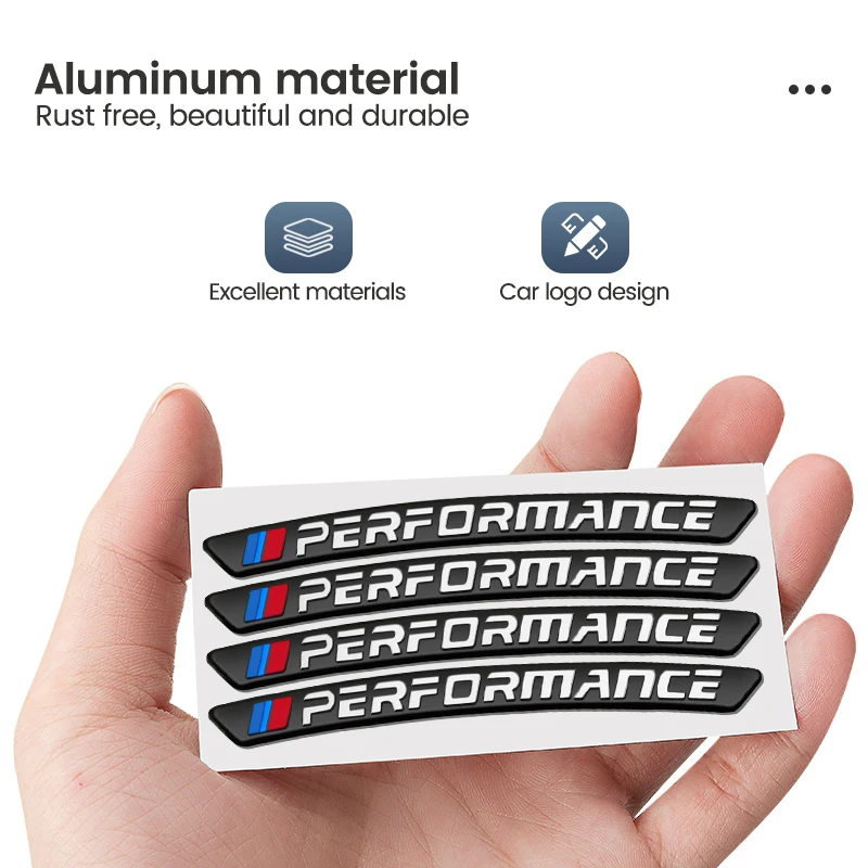 4 Uds. Pegatinas de aluminio con logotipo de coche para decoración de cubo de rueda de coche para BMW M Performance M3 M5 M6 Power E70 F11 G20 F25 E30 F31 E83 m3