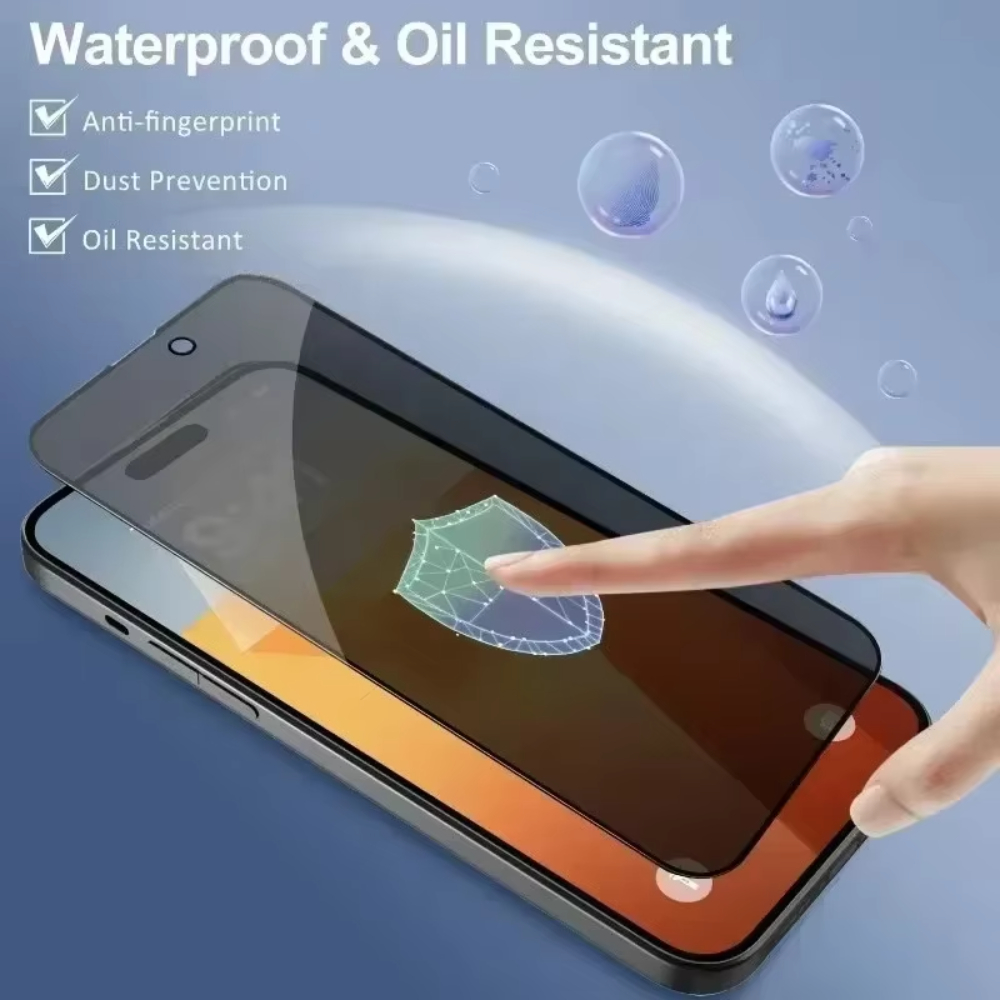 NNBILI 5 uds Protector de pantalla de privacidad de cubierta completa para iPhone 16 11 12 13 14 15 Pro Max Mini 8K vidrio antiespía para iPhone XR XS MAX